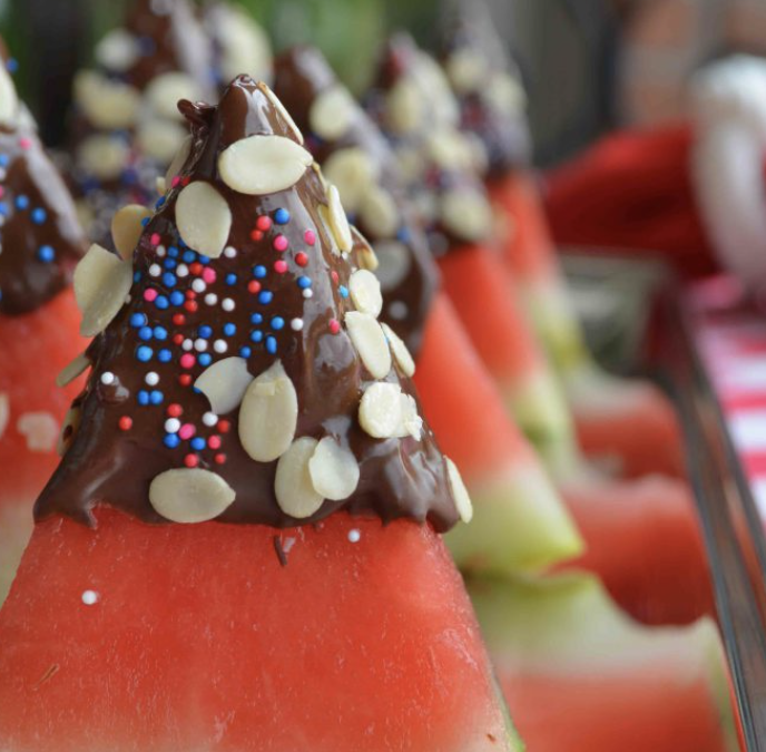 Chocolate Dipped Watermelon for the 4th!